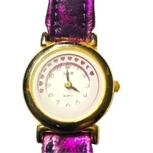 Azur Glitter Purple Watch With Moving Hearts 💕